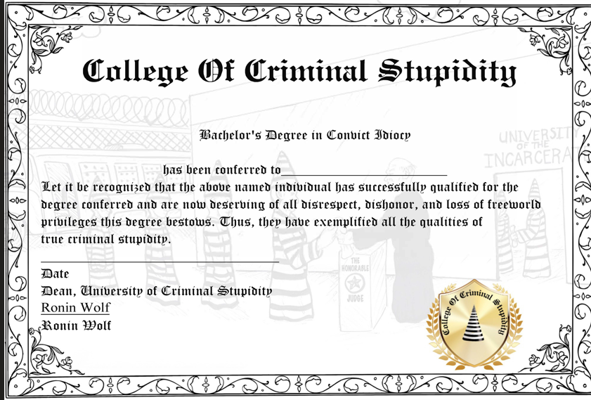 Bachelor Degree in Convict Idiocy